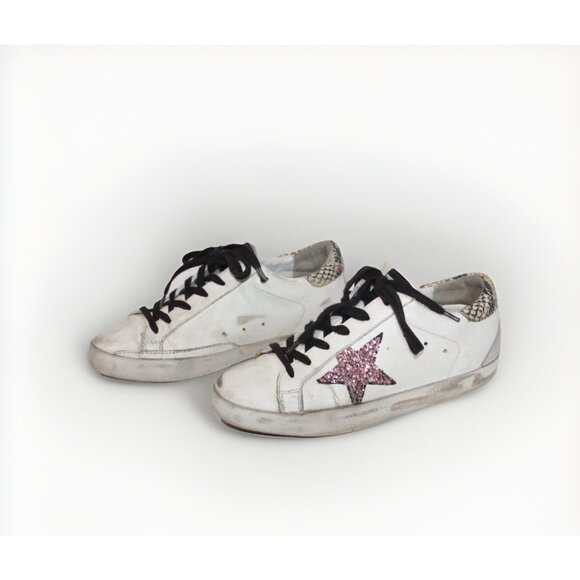 Golden Goose Super-Star White Pink Glitter Low Top Sneakers Womens Size 35 5 - Picture 14 of 14